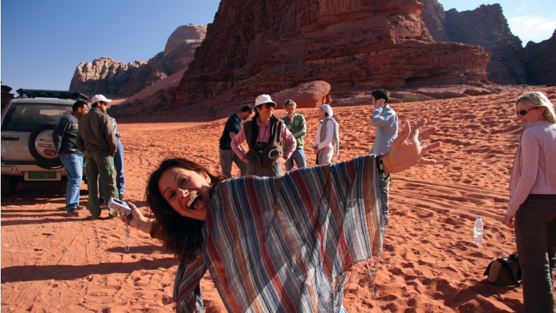 A group of Intrepid travellers in Jordan