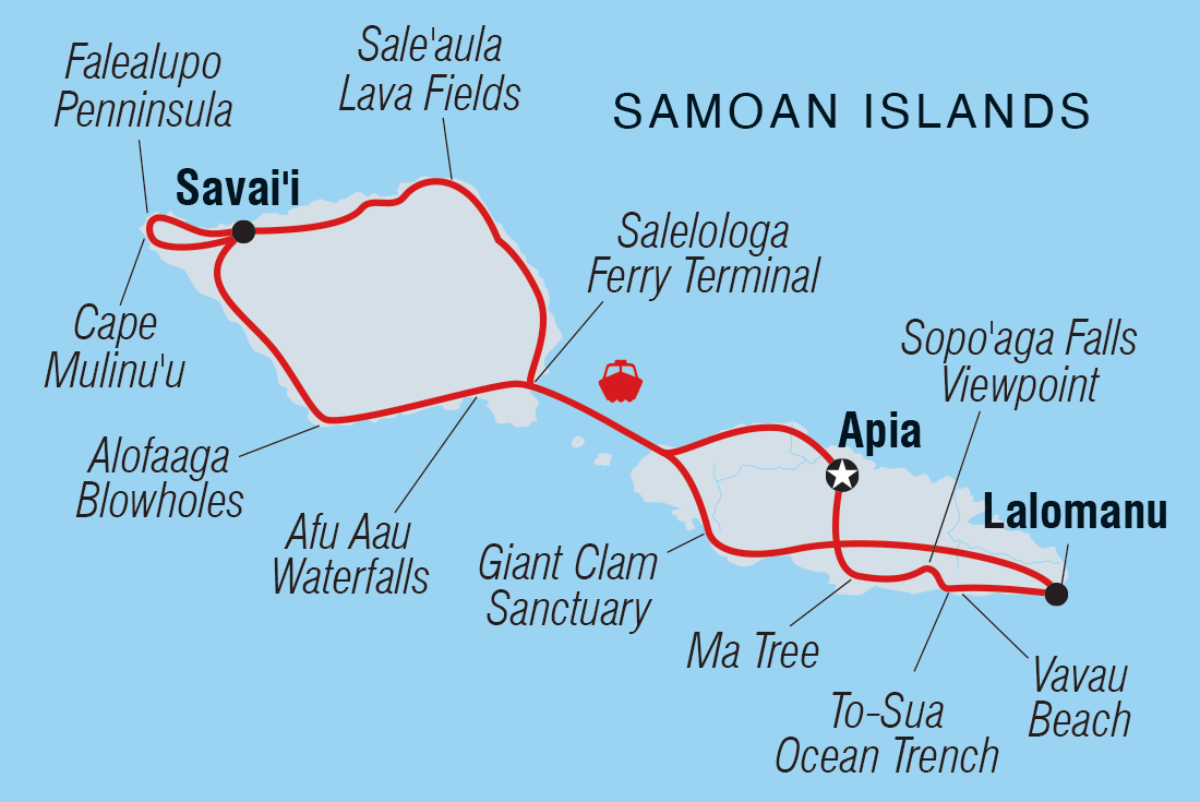 Map of Samoa Adventure including Samoa
