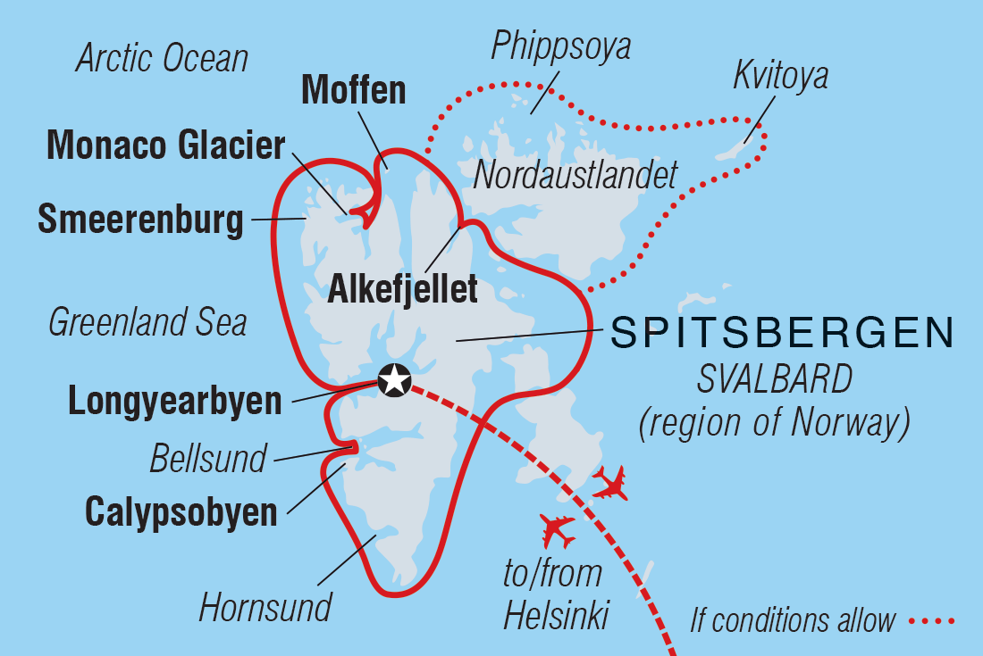 Map of Spitsbergen Circumnavigation: A Rite Of Passage including Finland and Norway