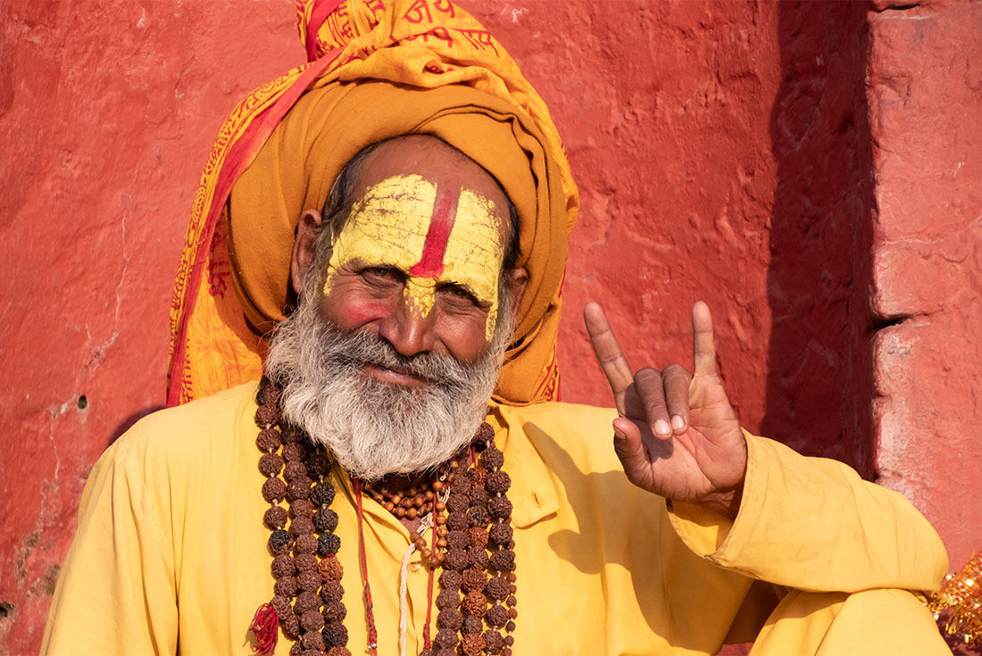 A sadu, ascetic holy man in pursuit of spiritual liberation, on the grounds of Pashupatinath temple in Kathmandu