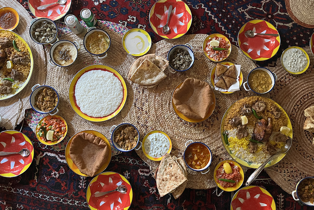 A local meal shot from above, Najd village, Riyadh, Saudi Arabia