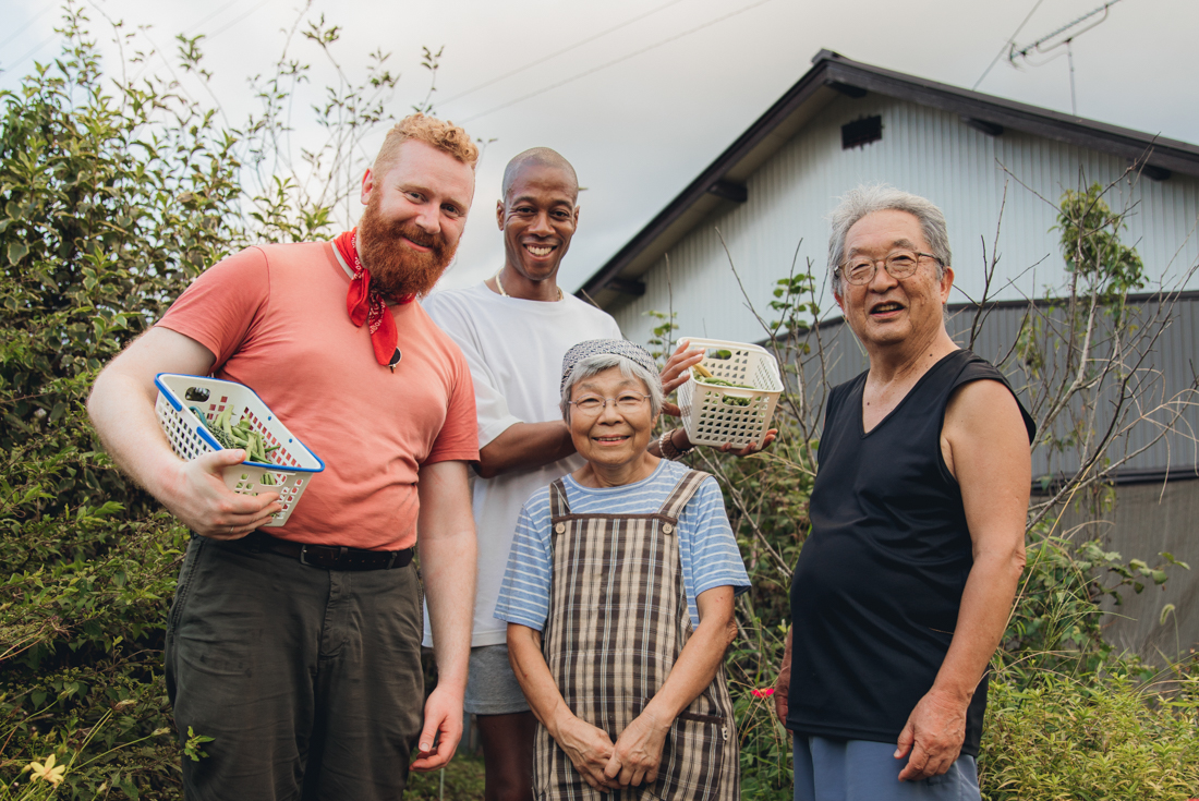 Intrepid travellers with their hosts during a homestay in Japan