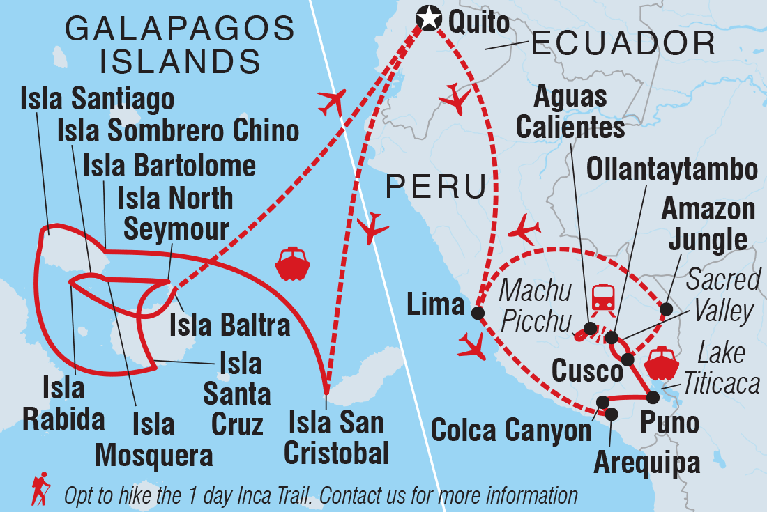 Map of Galapagos Cruise & Peru In Depth (Grand Queen Beatriz) including Ecuador and Peru