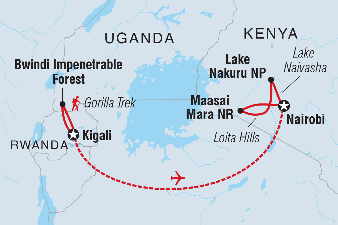 Map of Premium Uganda, Rwanda & Kenya including Kenya, Rwanda and Uganda