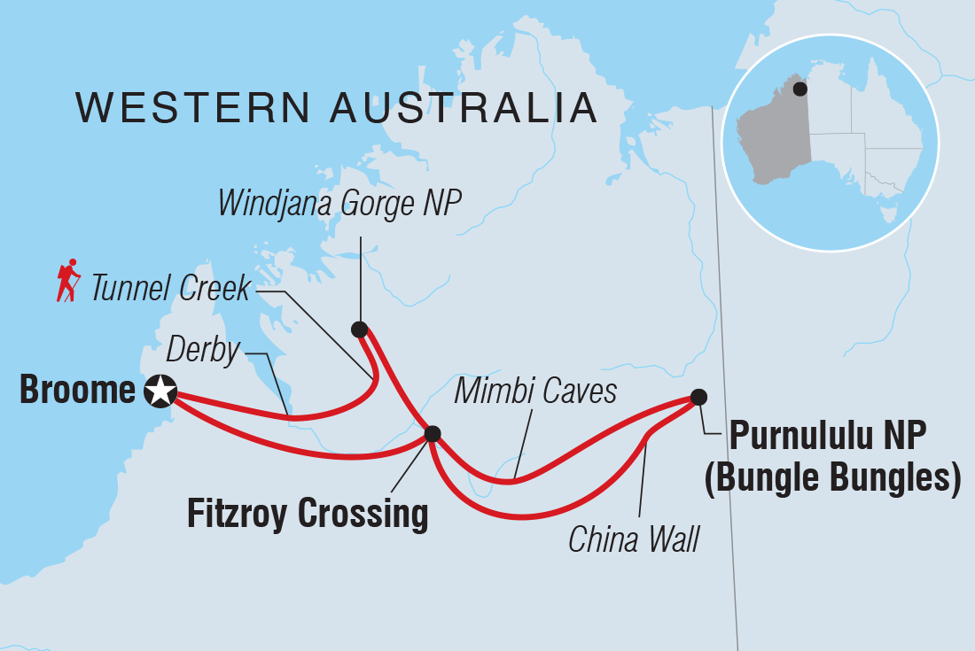 Map of Broome To The Bungle Bungles including Australia