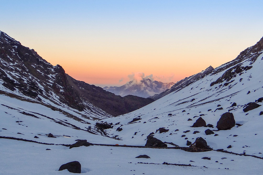gorgeous sunset from mt Toubkal, High Atlas Mountains, Morocco