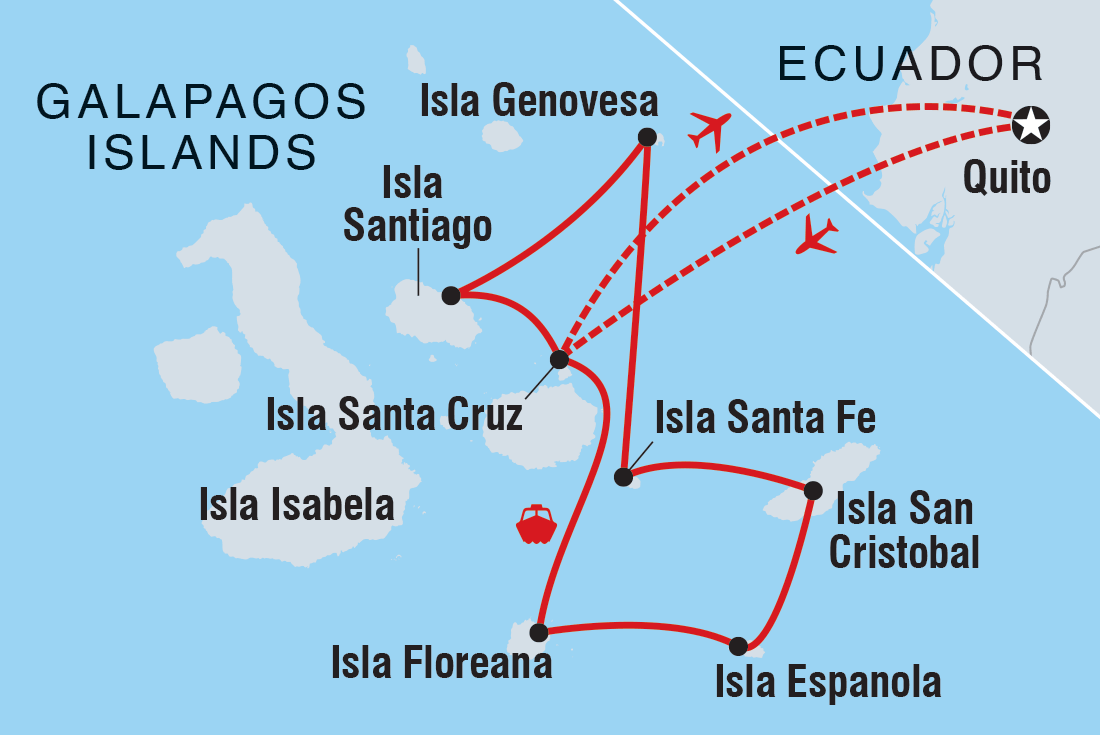 Map of Complete Galapagos (Grand Daphne) including Ecuador