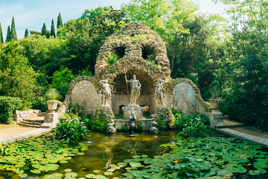 Fountain Neptune in Trsteno Arboretum, Dubrovnik, Croatia