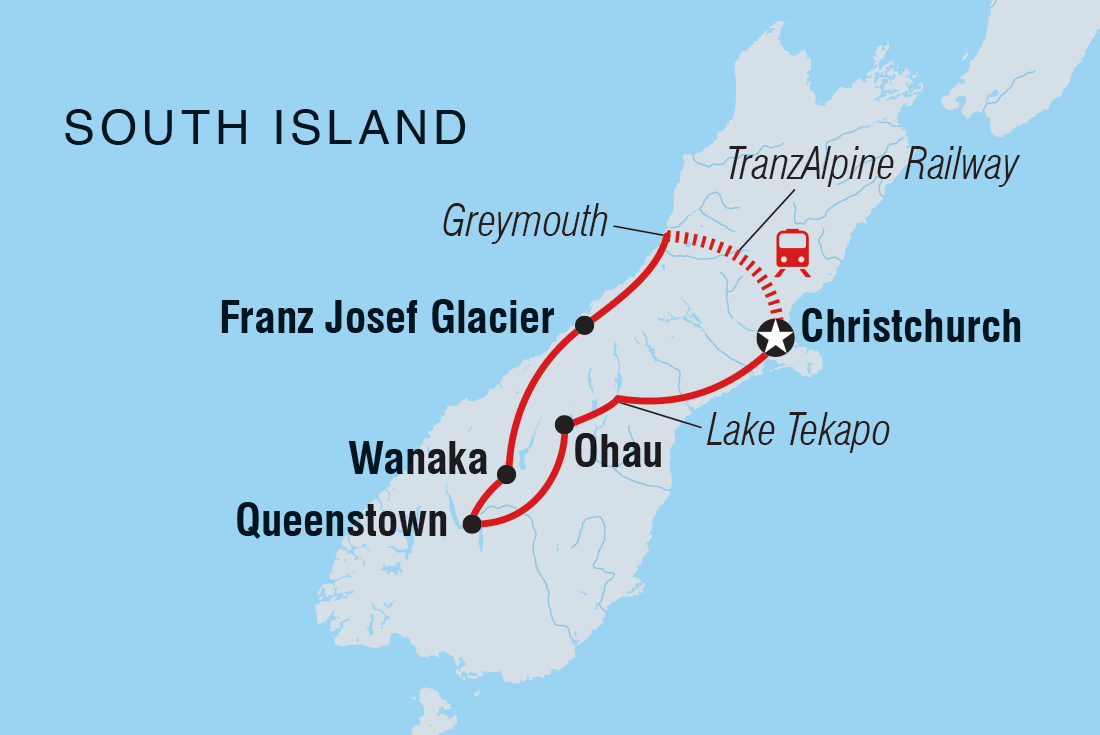 Map of New Zealand Southern Pioneer including New Zealand