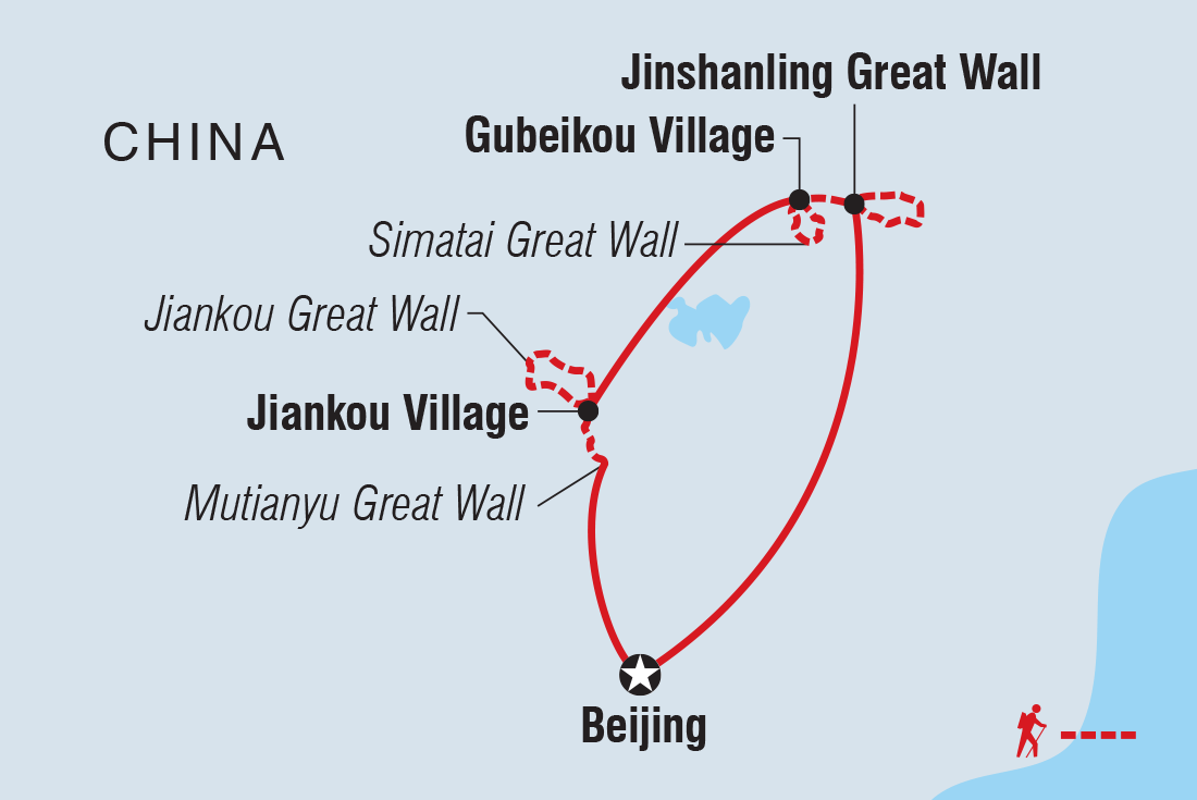 Map of Walking The Great Wall Of China including China