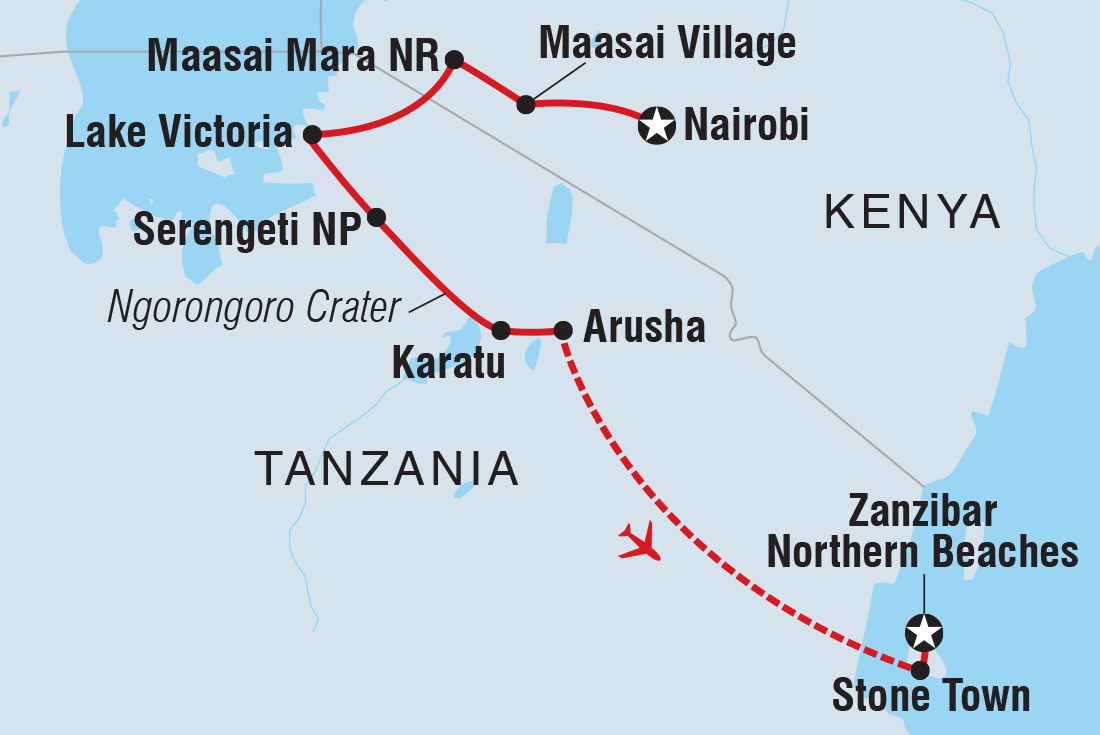 Map of Real East Africa & Zanzibar including Kenya and Tanzania, United Republic Of
