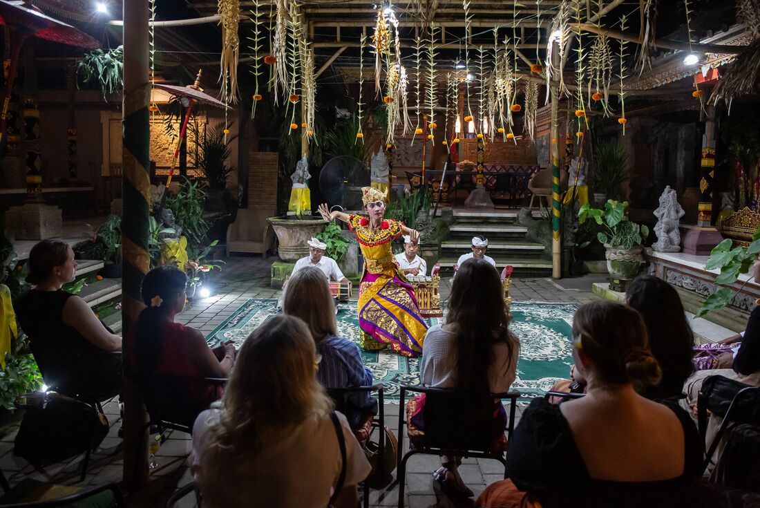 Travellers was a Balinese dance performance in a dimly lit room in Ubud, Bali, Indonesia