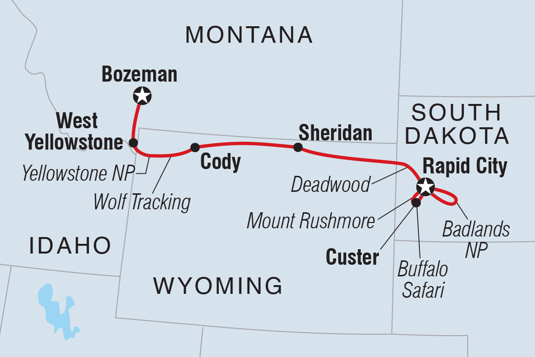 Map of South Dakota To Yellowstone Parks Explorer including United States Of America