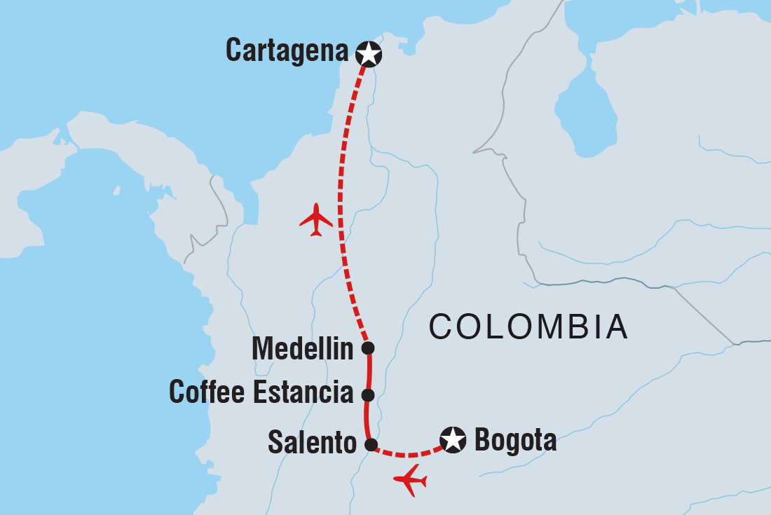 Map of Cafe Colombia including Colombia