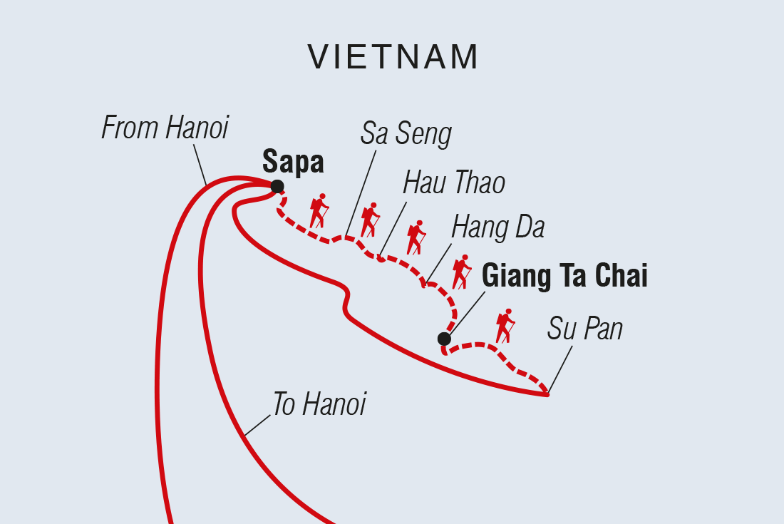 Map of Hiking In Sapa Independent Short Break including Vietnam