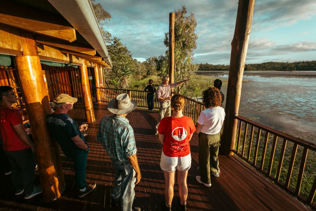 Forever Wild guides give a talk about wildlife in Mareeba Wetlands in northern Queensland Australia