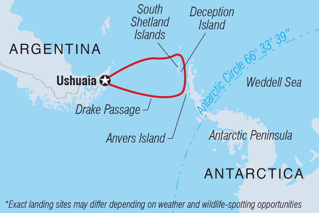 Map of Antarctic Peninsula: An Immersive Odyssey (Ocean Nova) including Antarctica and Argentina