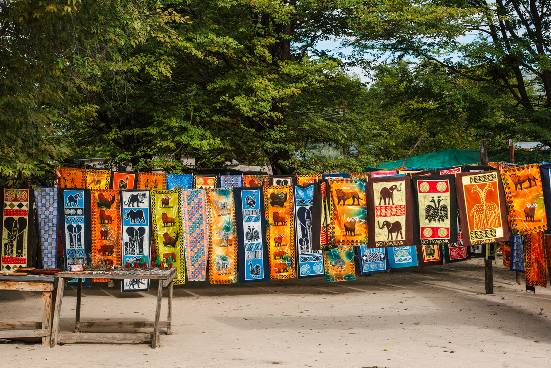 Colourful local merchandise in Maun, Botswana