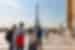 Group enjoy view of Eiffel tower from Trocadero, Paris, France