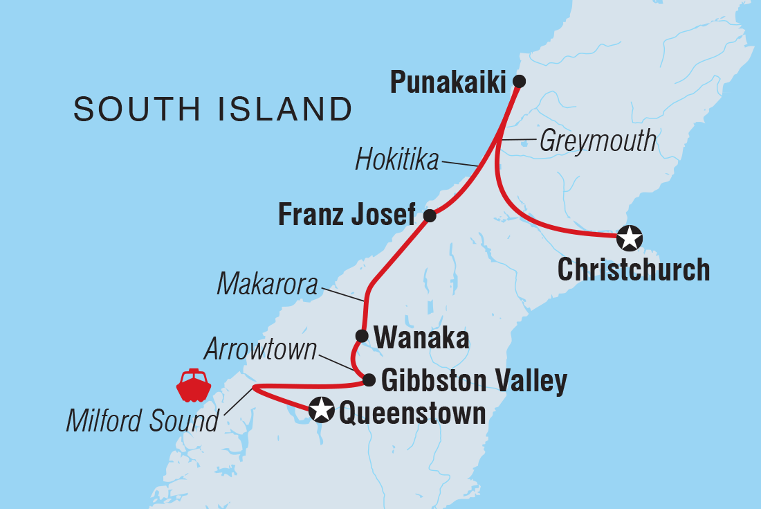 Map of Premium New Zealand South Island including New Zealand