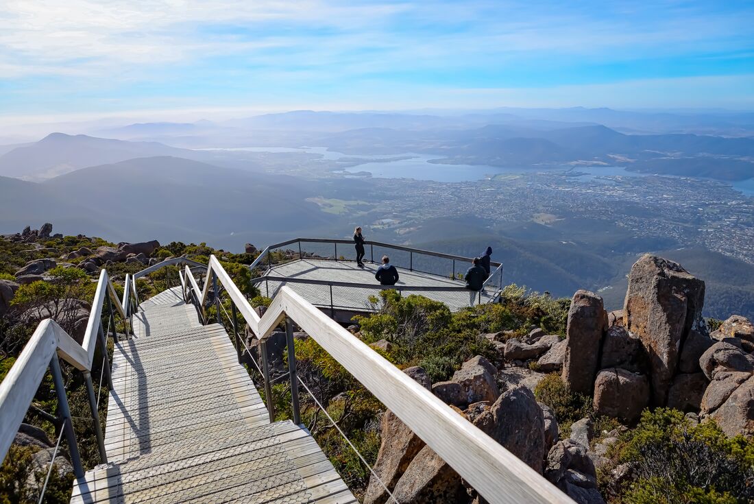 Looking out over Tasmania's east coast from Mount Wellington